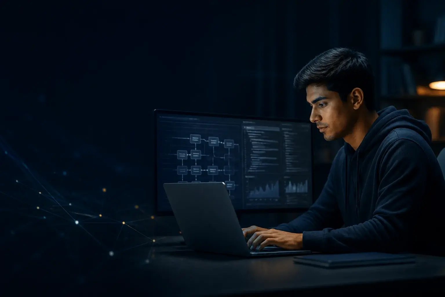 Pakistani learner designing an artificial intelligence workflow