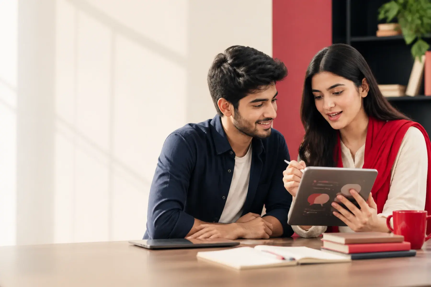 Pakistani university students practising Mandarin together